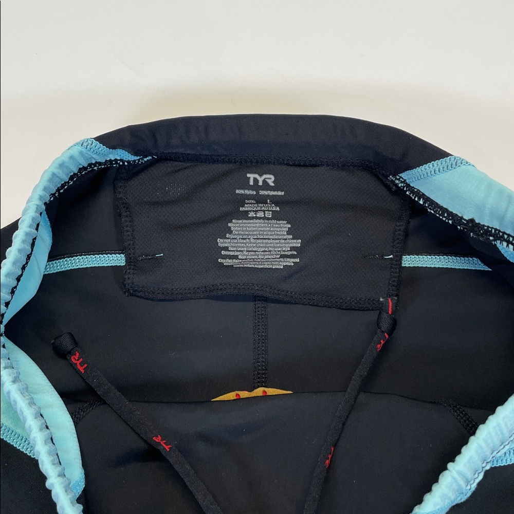 TYR Womens Padded Cycling Shorts Black Blue Bike Shorts Size Large - Picture 7 of 9